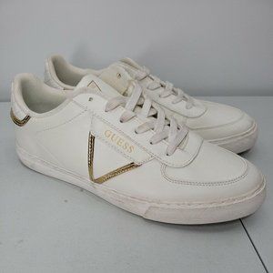 NEW Guess Mens Sneakers Shoes Size 9 White Gold GMMEEKO low top